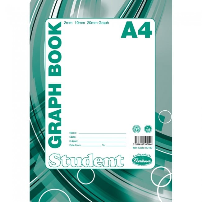 A4 Student Graph Book - 2mm, 10mm, 20mm Graph 64pgs