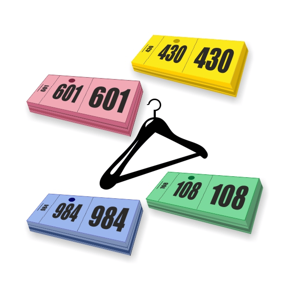 Cloakroom Tickets 1 - 200 x 1pc Assortment