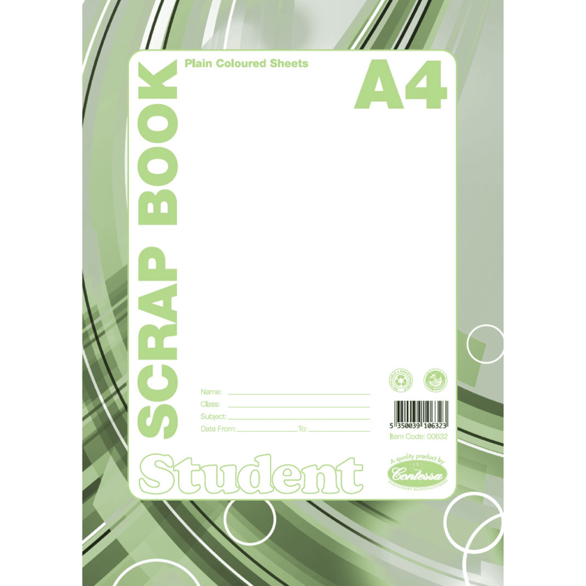 A4 Student Scrap Book - Plain Coloured Sheets 24pgs