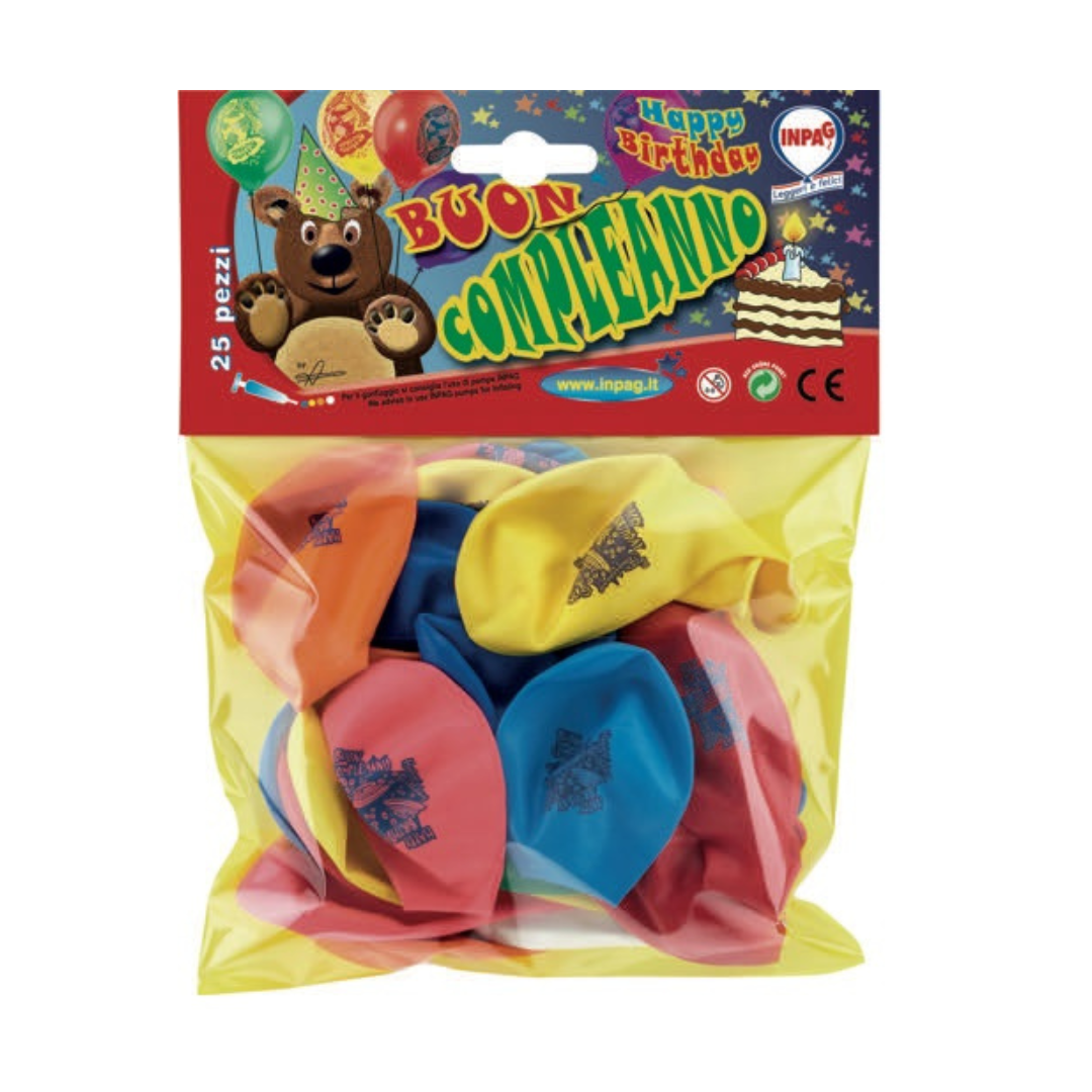 Inpag 12" Balloons A Pack Of 25pcs - Happy Birthday Assortment