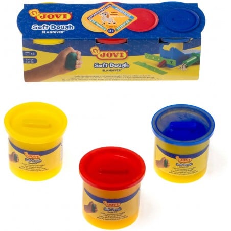 Jovi Soft Dough - 3 Jars x 110g - Assorted Colours