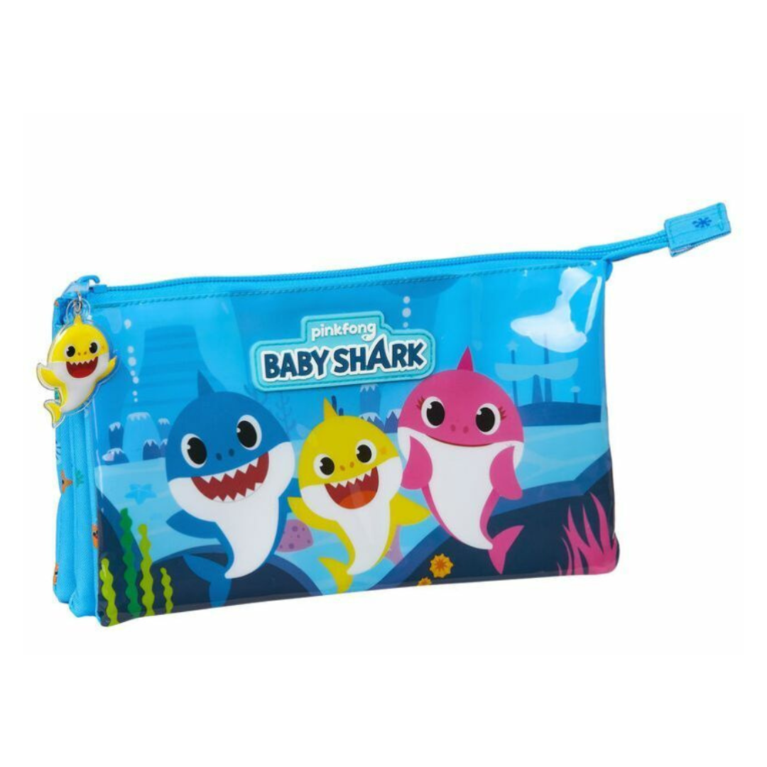 SAFTA Baby Shark Pencil case 2 zips 3 compartments