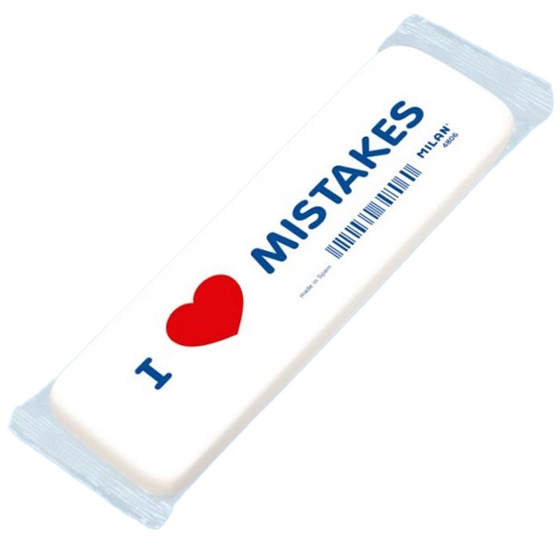 Milan 'I Love Mistakes' Eraser 14 x 4.4 x 0.9cm
