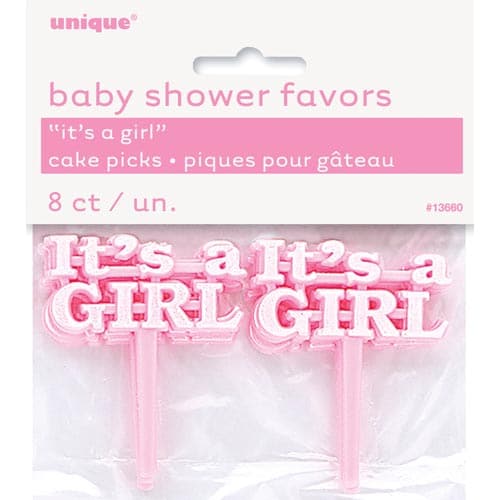 Unique Cake Picks x8pcs - It's a Girl!