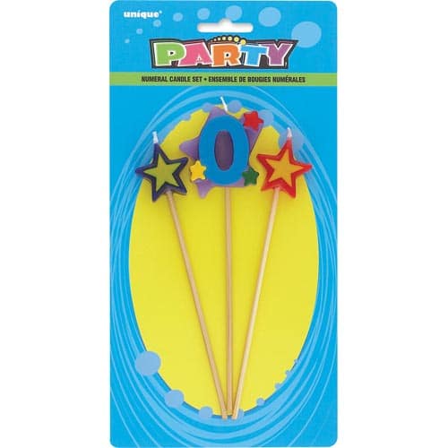 Unique Cake Pick Candle - Number 0