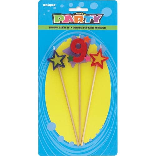 Unique Cake Pick Candle - Number 9