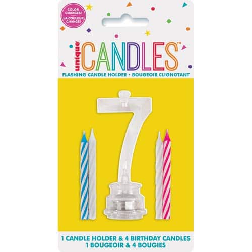 Unique LED Flashing Candle Holder + Number 7
