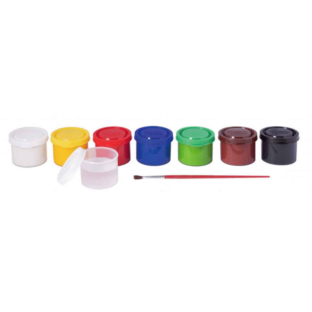 Jovi Gouache Tempera - 7 Jars x 35 ml - Assorted Colours + Brush