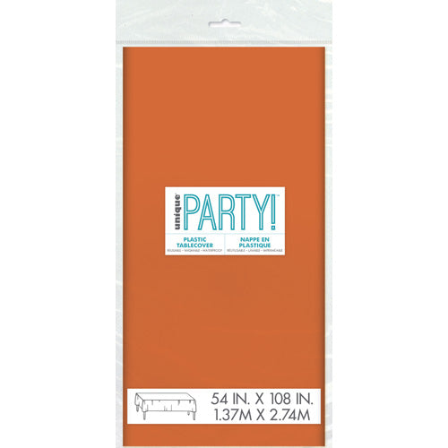 Unique Plastic Table Cover 1.37 x 2.74m - Pumpkin Orange