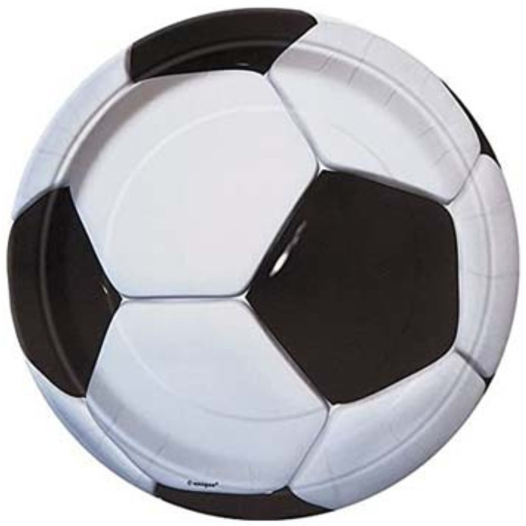 Unique Paper Plates 22.7cm A Pack Of 8pcs - 3D Soccer