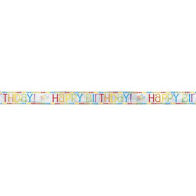 Rainbow dots & Striped Happy Birthday Banner 12ft