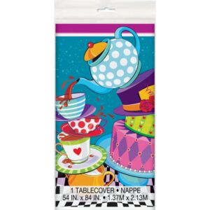 Unique Plastic Table Cover (1.37 x 2.74cm) Mad Hatter Tea Party