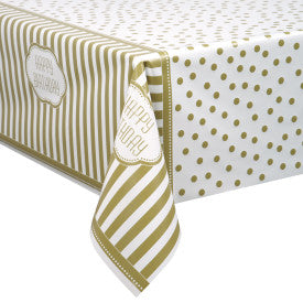 Unique Plastic Table Cover (1.37 x 2.74cm) Golden Birthday