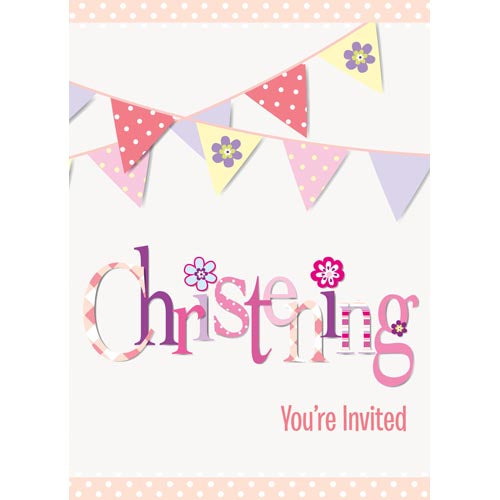 Unique Christening Party Invitations And Envelopes A Pack Of 8pcs