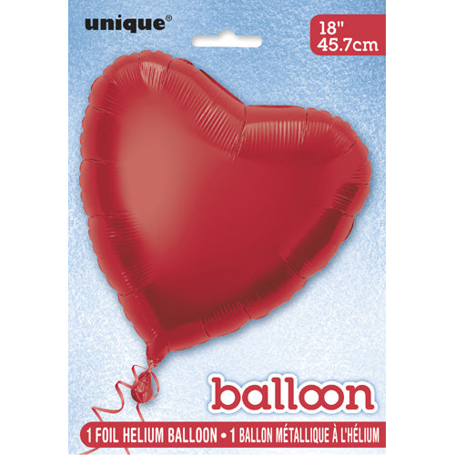 Unique Helium Foil Balloon 45.7cm - Heart Red