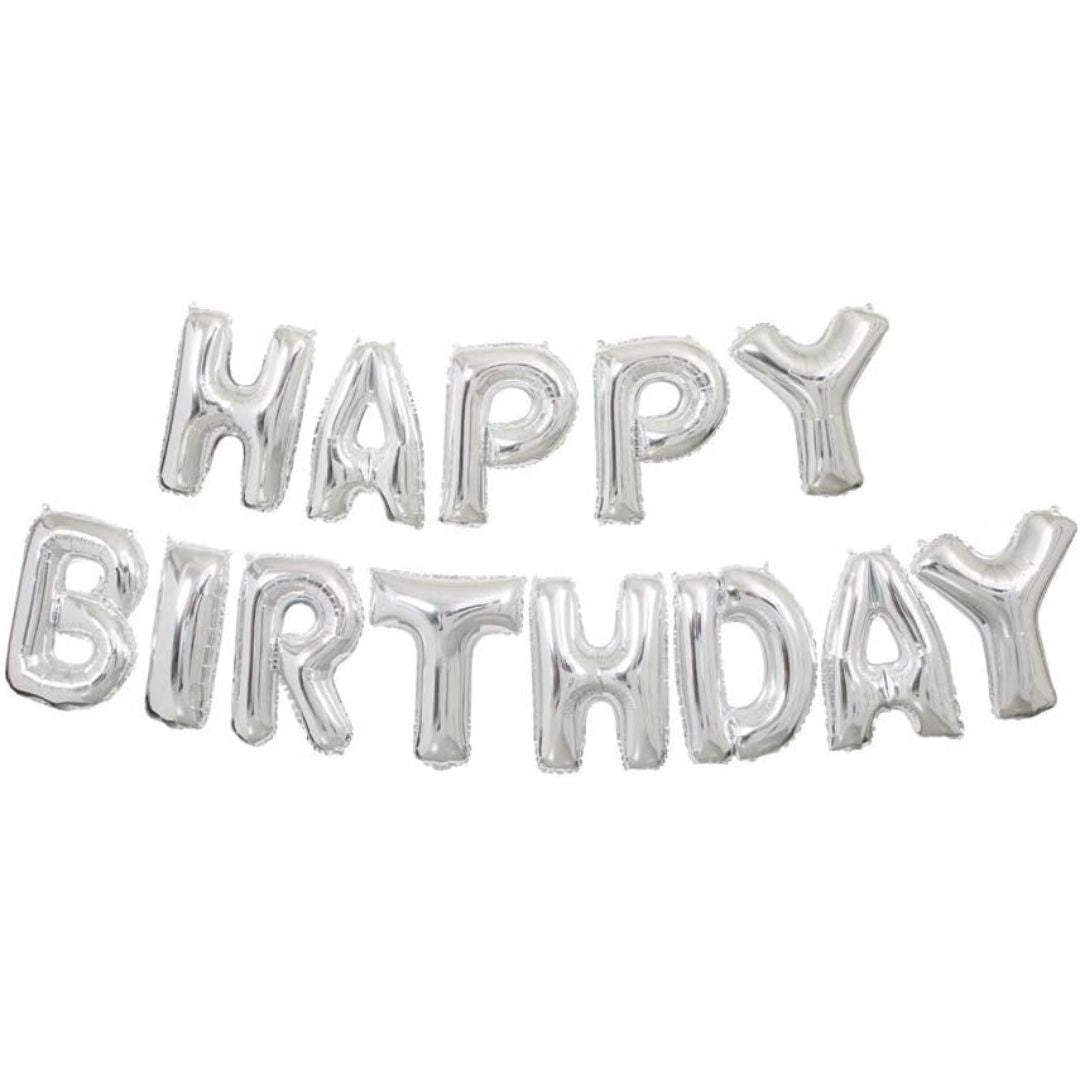 Unique Foil Stunning Letter Balloon Banner Kit Silver - Happy Birthday