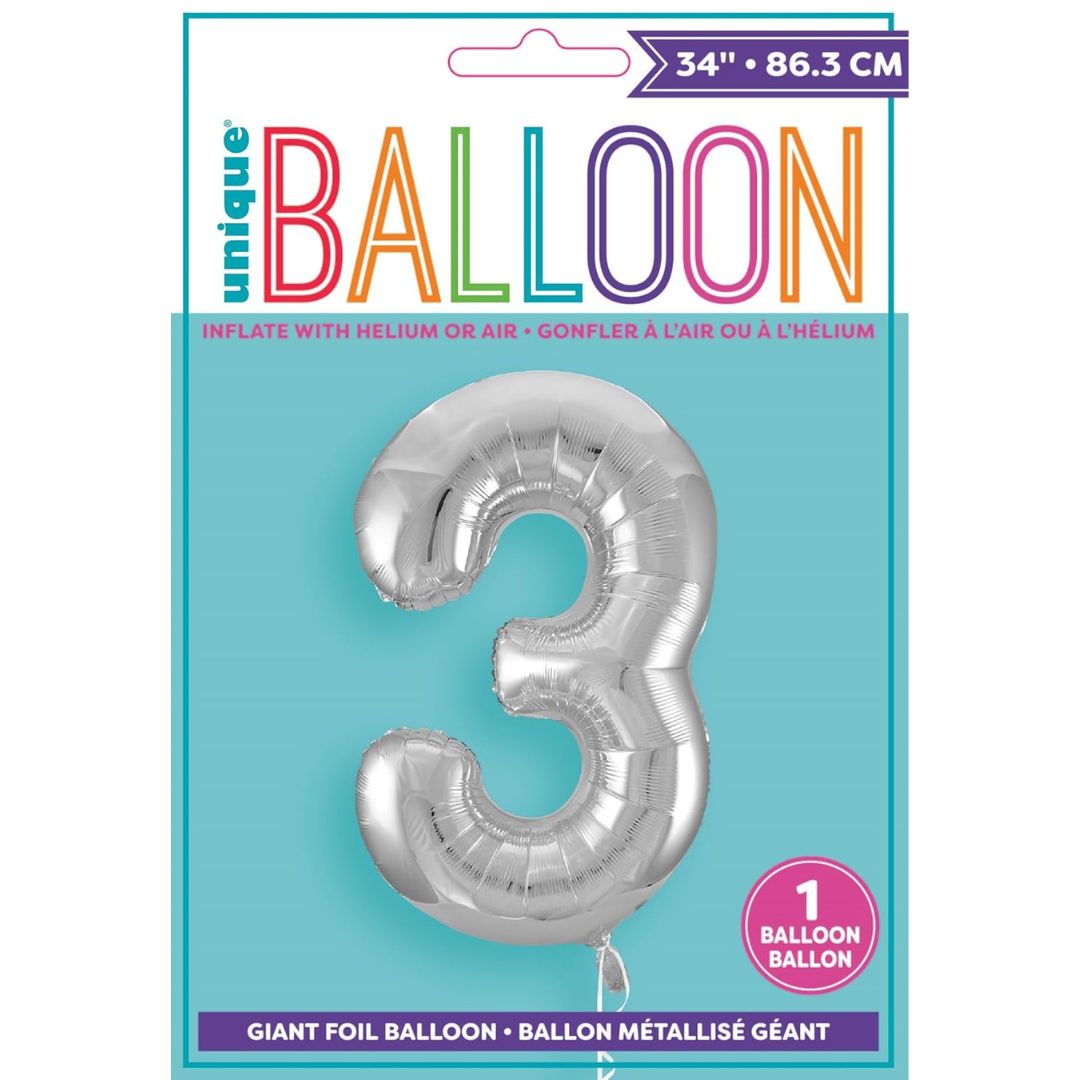 Unique Number Balloon 86.3cm Silver - 3