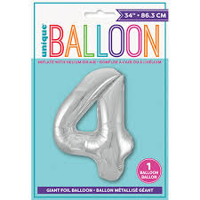 Unique Helium Foil Balloon 86.3cm - All Numbers! - Silver