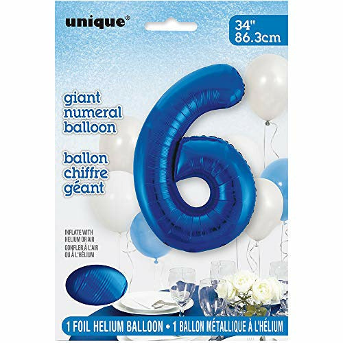 Unique Helium Foil Balloon 86.3cm - All Numbers! - Blue