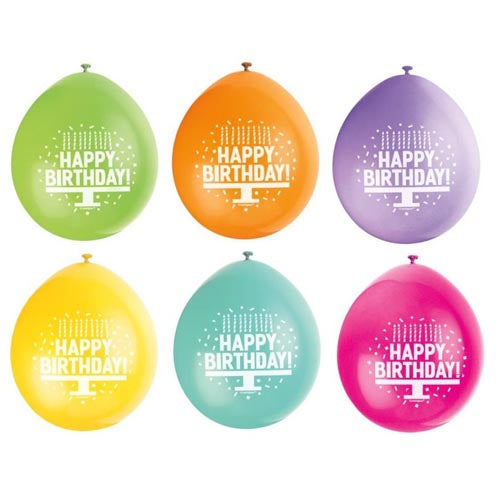 Unique Air-Fill Party Balloons A Set Of 10pcs 22.8cm - Happy Birthday Assortment