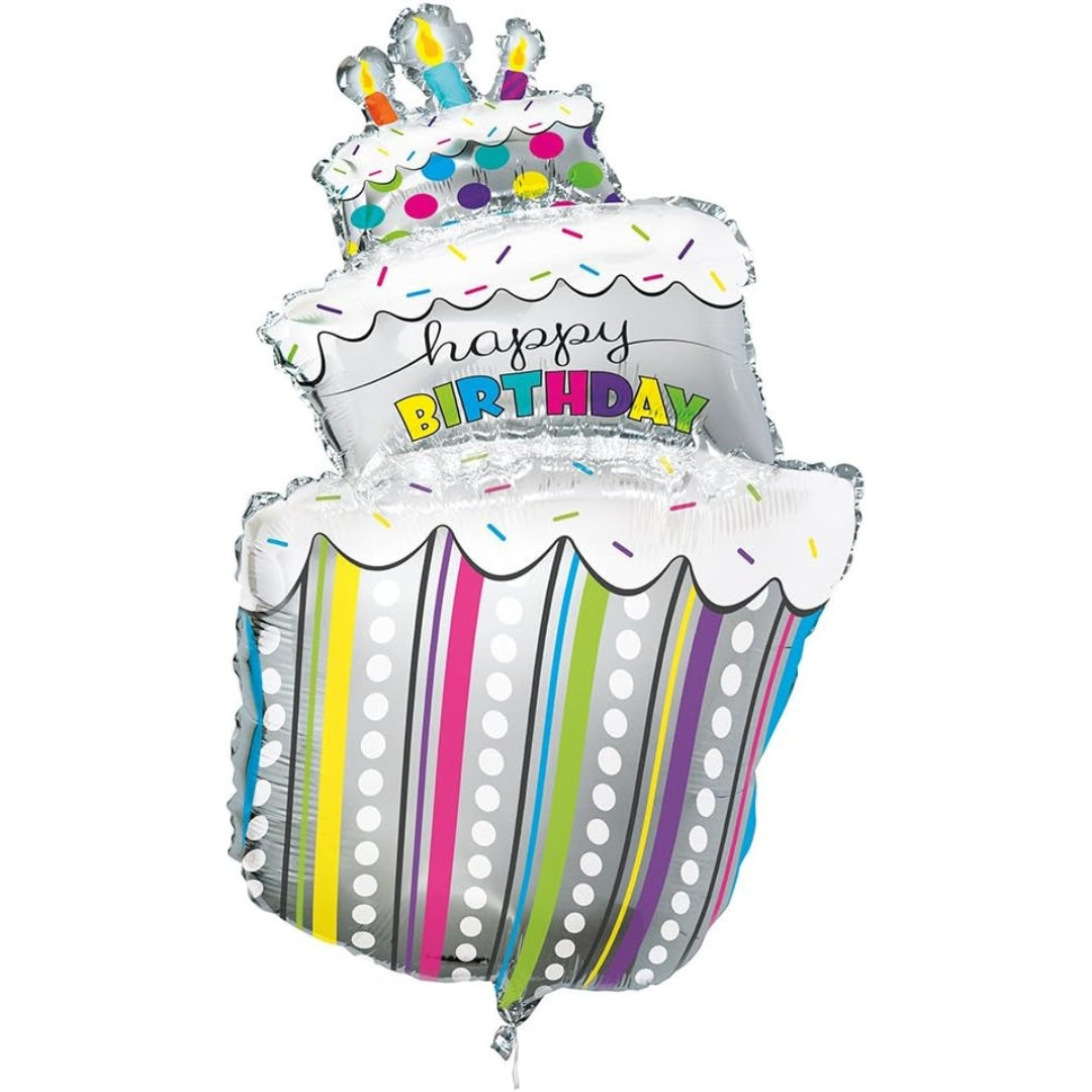 Unique Helium Foil Balloon 104cm - Happy Birthday Cake
