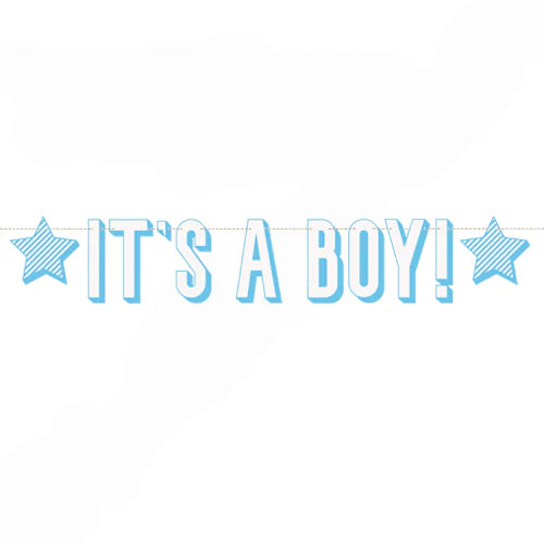 Unique Letter Banner It's A Boy 1.52cm Blue/White