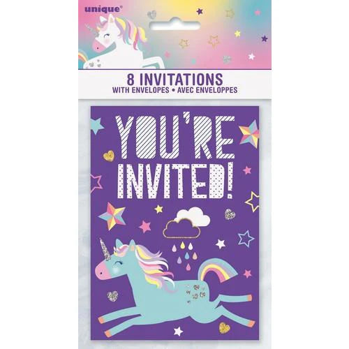 Unique Unicorn Invitations Card 8pcs