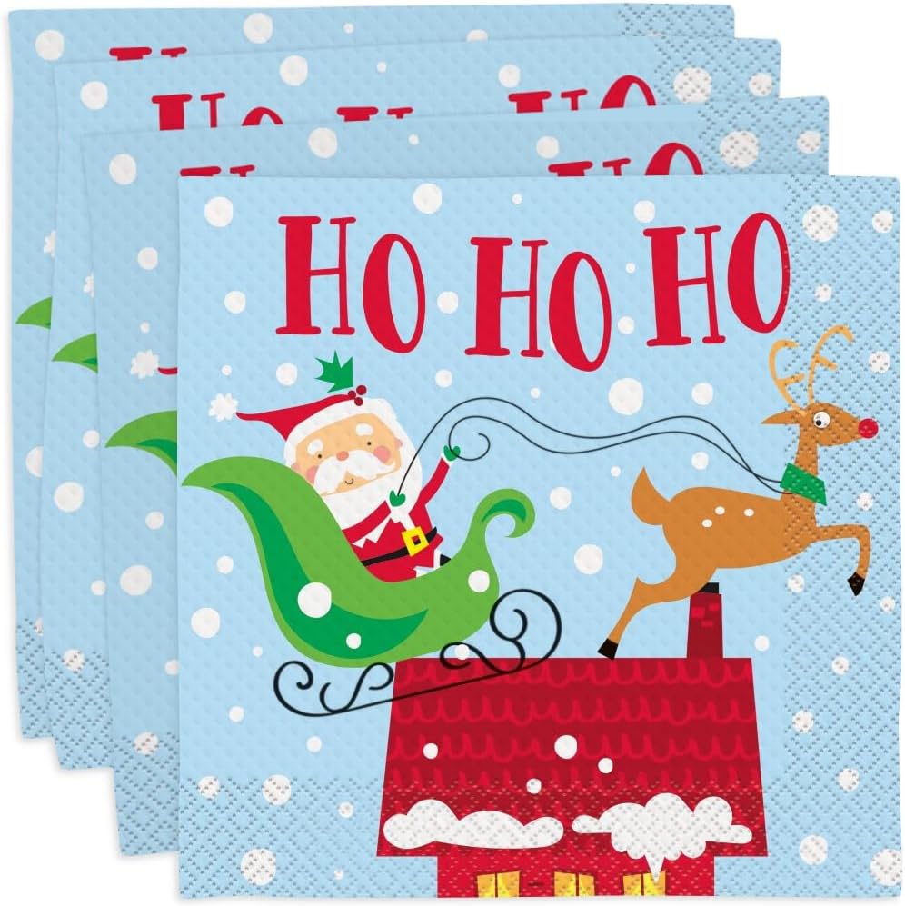 Unique Christmas Napkins A Pack Of 16pcs - Colourful Santa