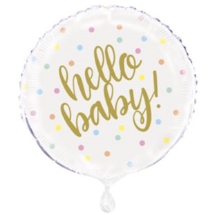 Unique Helium Foil Balloon 45.7cm - Hello Baby!