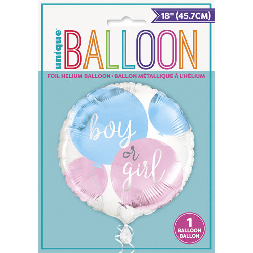Helium Unique Foil Balloon 45.7cm - Gender Reveal