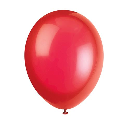 Unique Helium Latex Balloons 30.4cm A Pack Of 10pcs - Scarlet Red