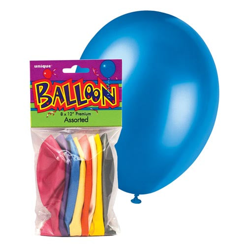 Unique Pearlized Latex Balloons 30.4cm A Pack Of 8pcs - Assorted