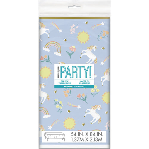 Unique Plastic Table Cover 1.37 x 2.13m - Dainty Unicorn