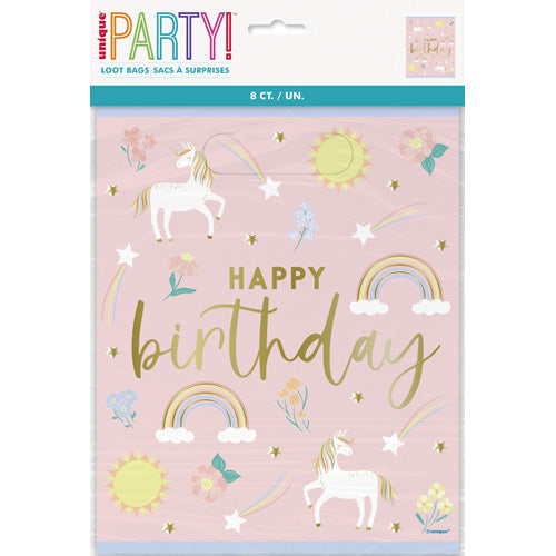 Unique Party Bags A Pack Of 8pcs - Rainbow Unicorn