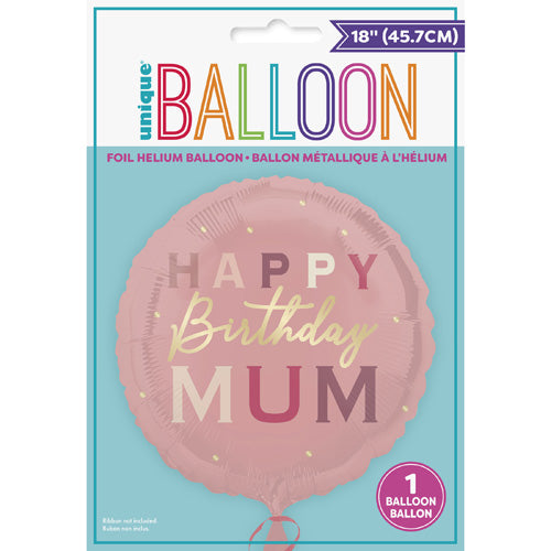 Unique Helium Foil Balloon 45.7cm - Happy Birthday Mum