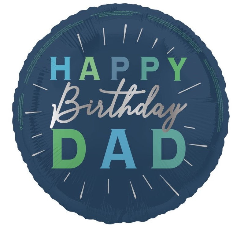 Unique Helium Foil Balloon 45.7cm - Happy Birthday Dad