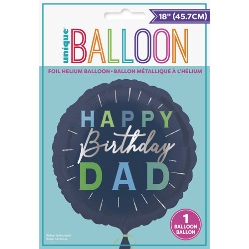 Unique Helium Foil Balloon 45.7cm - Happy Birthday Dad