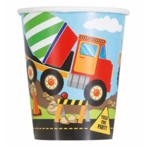 Unique Paper Cups 270ml A Pack Of 8pcs - Construction Party