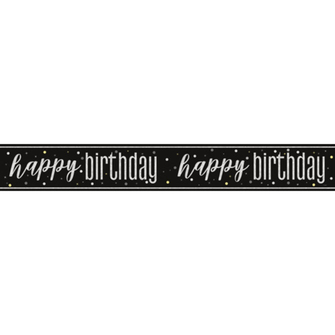 Unique Foil Banner 2.74m - Happy Birthday Black