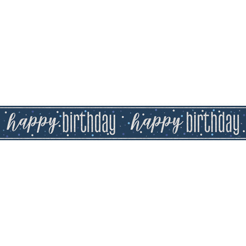 Unique Foil Banner 2.74m - Happy Birthday Blue