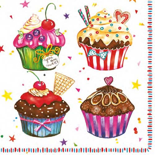 Maki Napkins 40 x 40cm A Pack Of 20pcs - Cupcakes