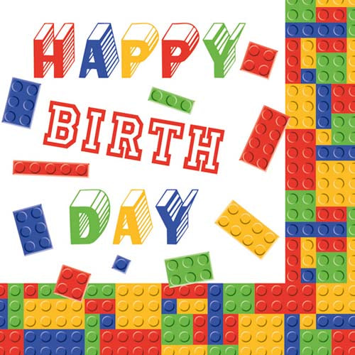 Daisy Napkins 33 x 33cm A Pack Of 20pcs - Building Blocks Birthday