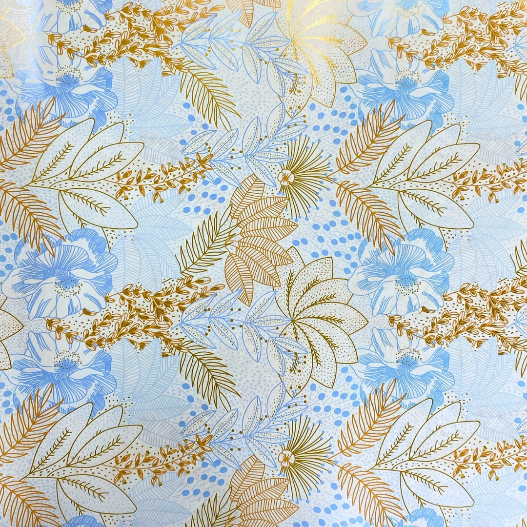 Gift Wrapping Paper Single Sheet 50 x 70cm - Blue Leafs