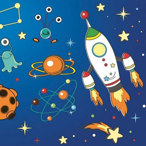 Daisy Napkins 33 x 33cm A Pack Of 20pcs - Space Rockets And Iliens