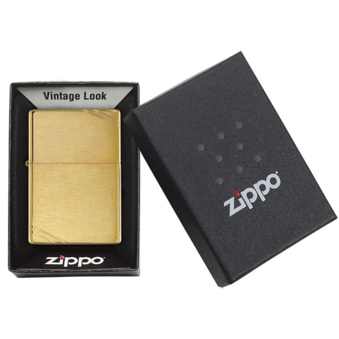 Zippo 240 Vintage Brushed Brass With Slashes