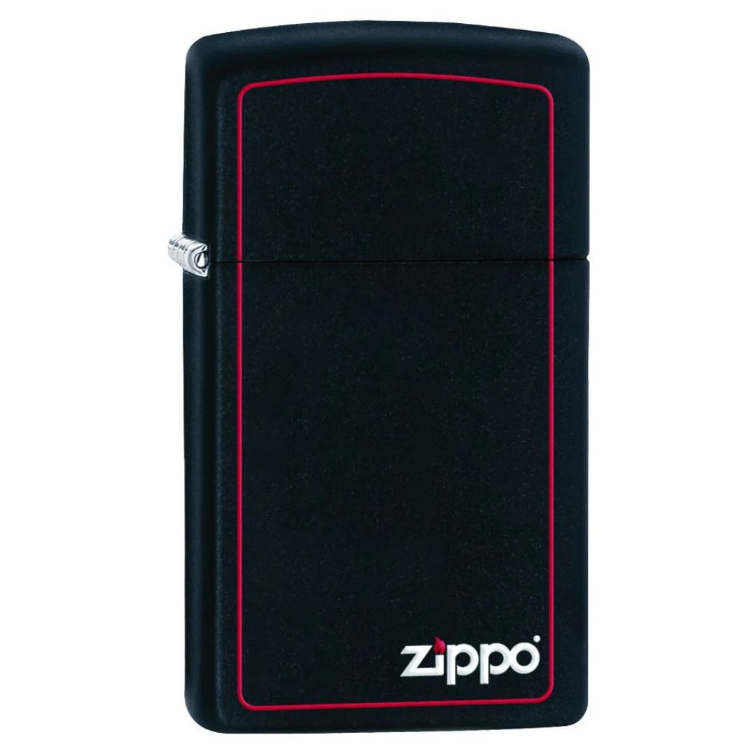 Zippo 1618zb Slim Black Matte With Red Border