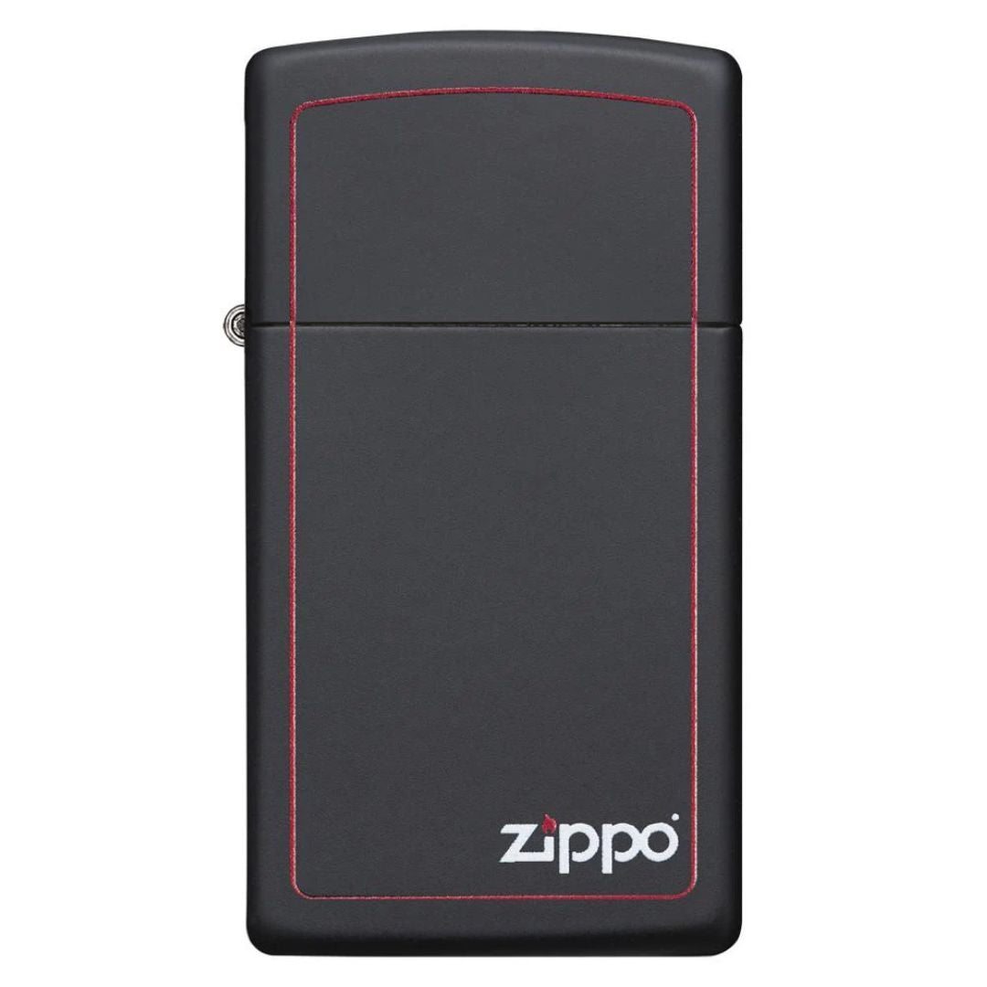 Zippo 1618zb Slim Black Matte With Red Border