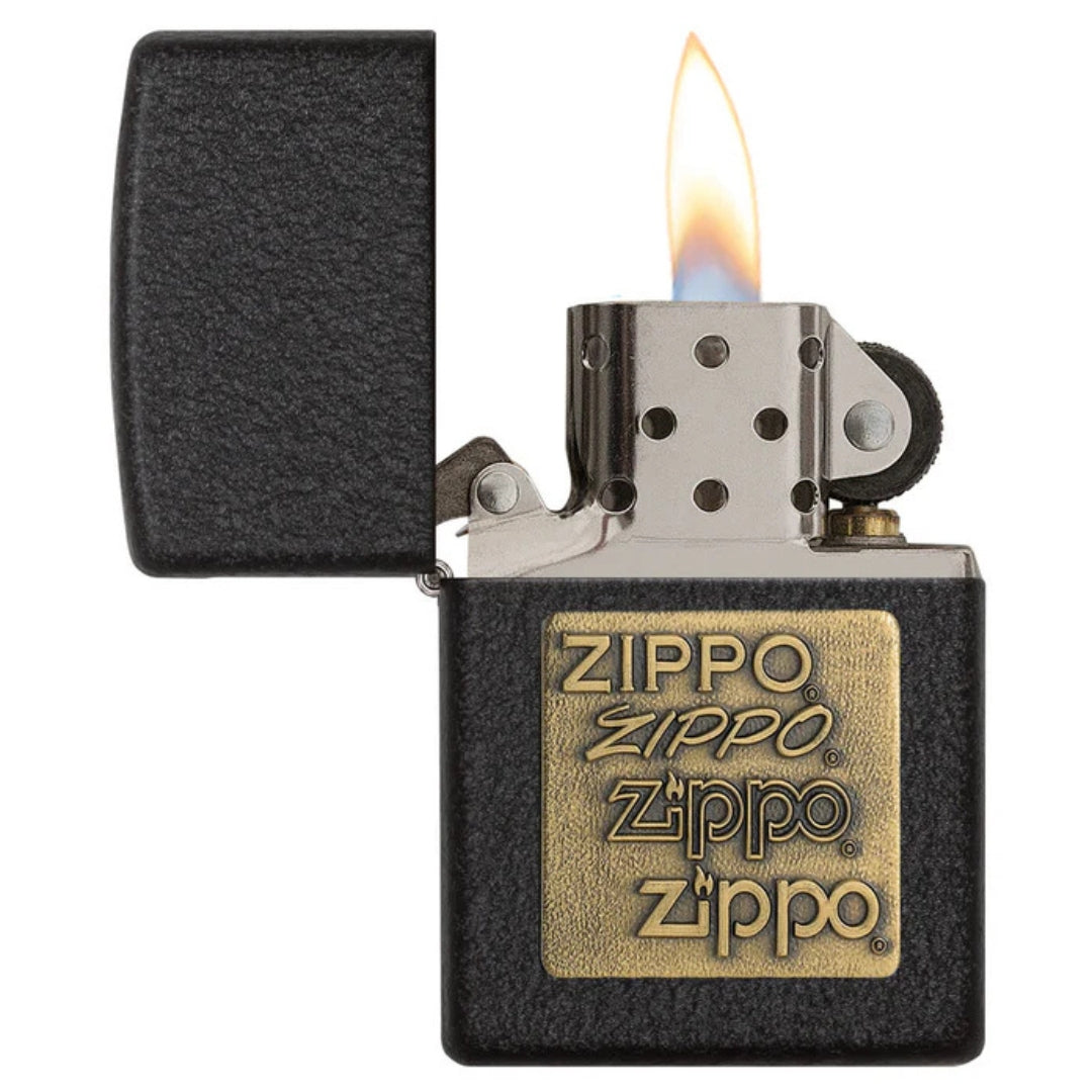 Zippo 362 Black Crackle Gold Zippo Logo