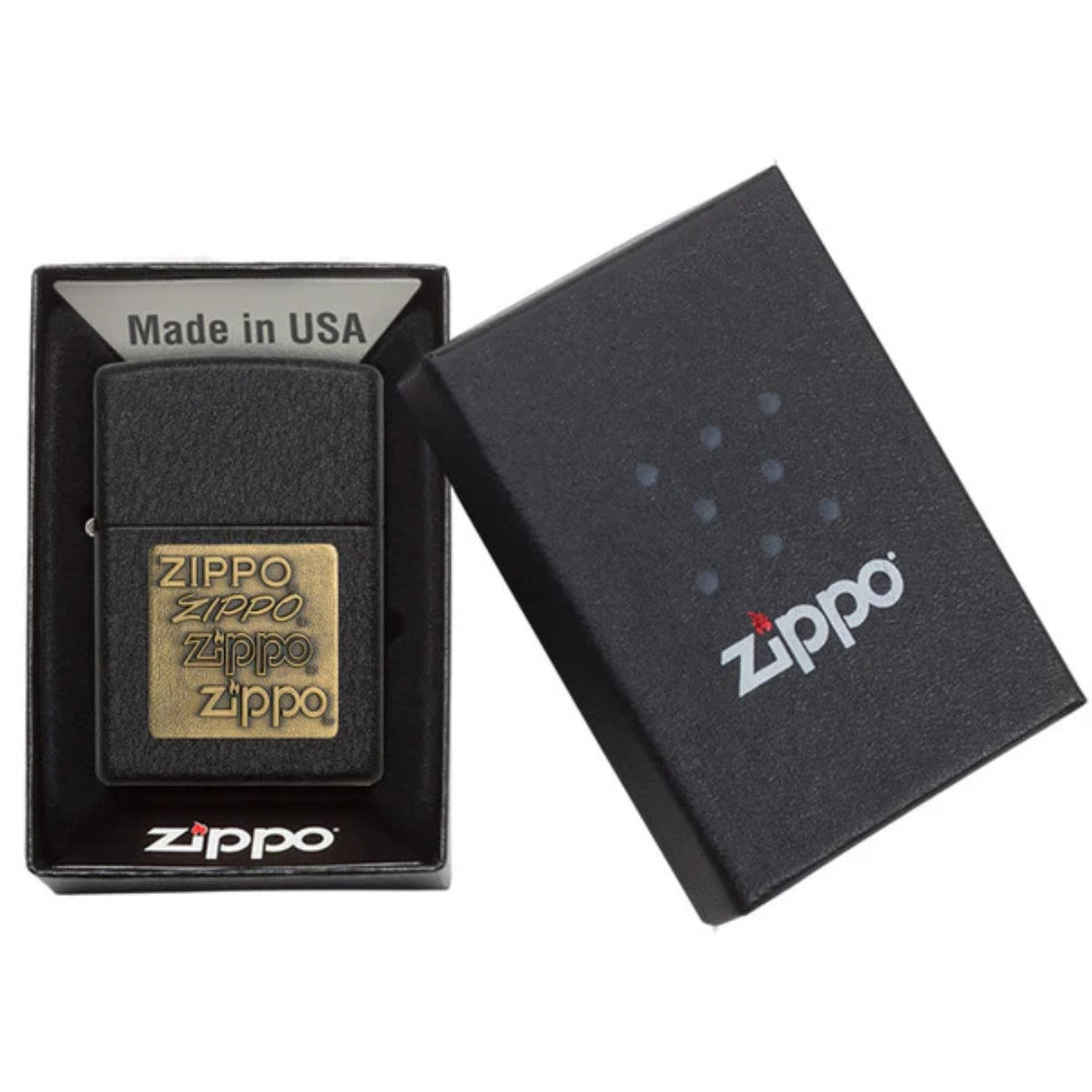 Zippo 362 Black Crackle Gold Zippo Logo