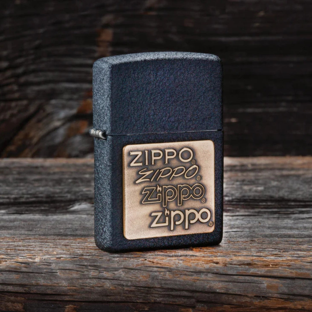Zippo 362 Black Crackle Gold Zippo Logo